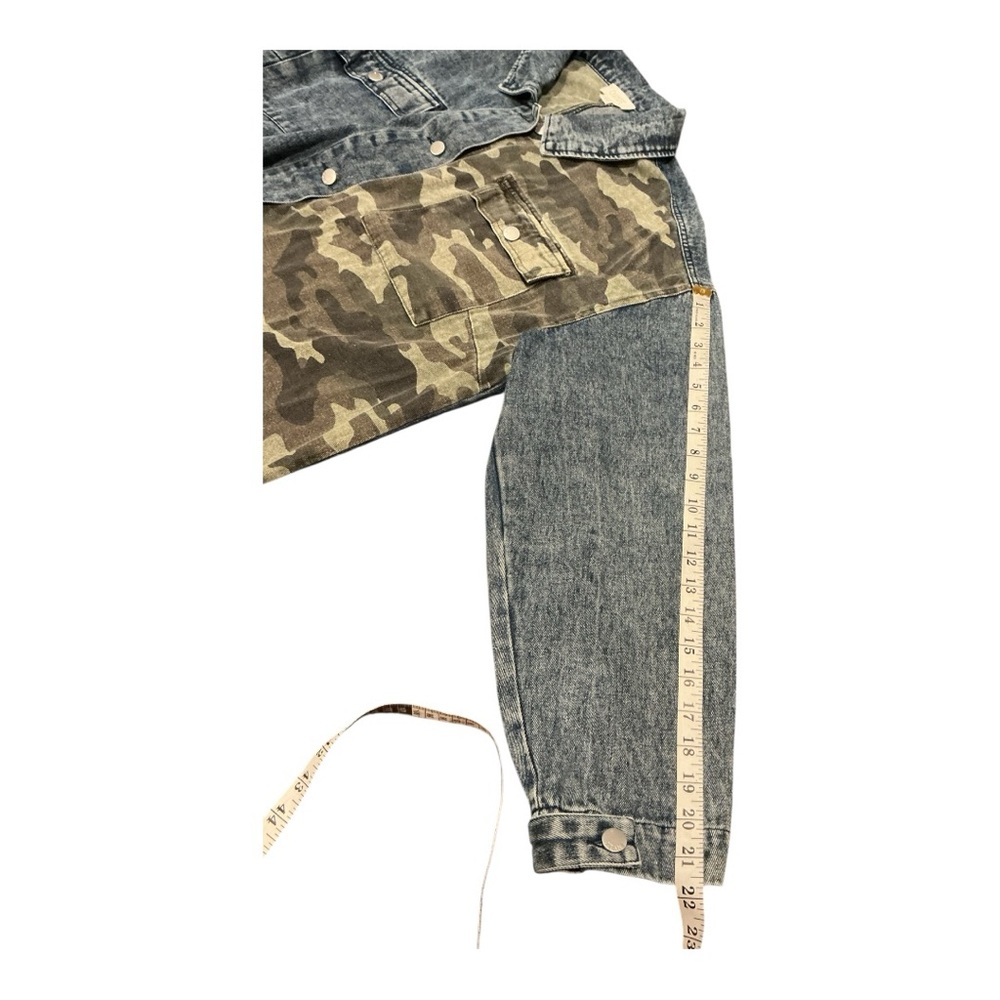 ODDY Oversized Mixed Medium Denim & Camo Shacket Jacket 2XL Button Front Pockets - Picture 5 of 8